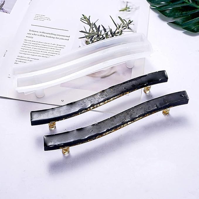 ADOERE قالب صينية بمقبض سيليكون ADOERE 2 فتحات مصنوع يدويًا لأدوات DIY لمقابض صينية الراتنج، لوح تقديم، طبق فواكه وصينية مجوهرات (قالب مقبض على شكل حرف S) - Image 3