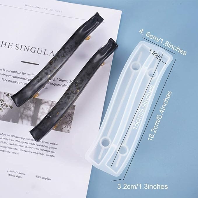 ADOERE قالب صينية بمقبض سيليكون ADOERE 2 فتحات مصنوع يدويًا لأدوات DIY لمقابض صينية الراتنج، لوح تقديم، طبق فواكه وصينية مجوهرات (قالب مقبض على شكل حرف S) - Image 2