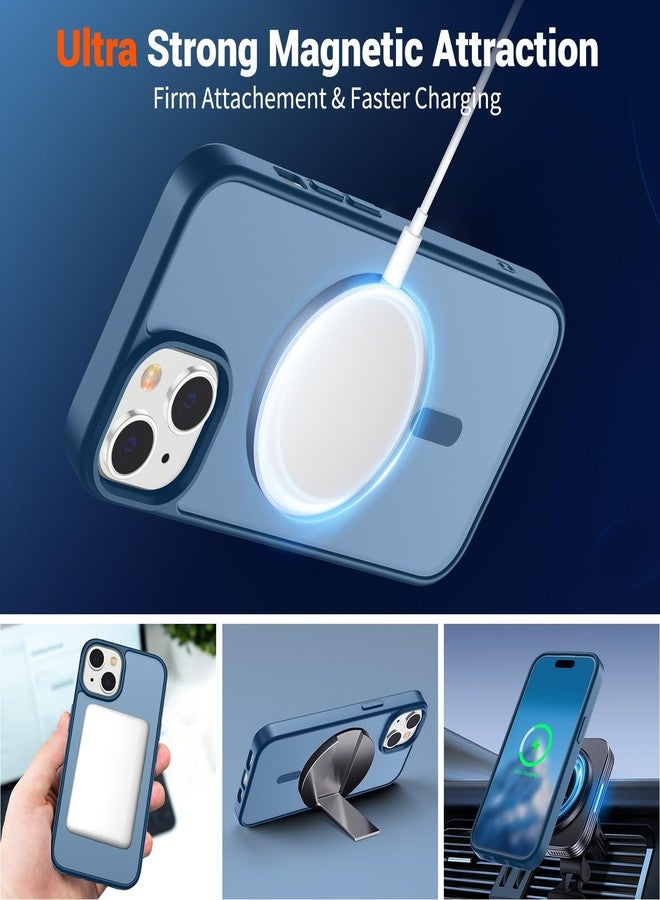 استلق جراب SUPFINE المغناطيسي لهاتف iPhone 15 (متوافق مع MagSafe) (حماية من السقوط بمعايير عسكرية) جراب نحيف شفاف غير لامع مقاوم للصدمات ومضاد لبصمات الأصابع، أزرق داكن - Image 5