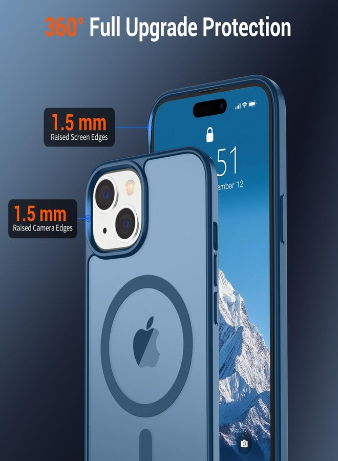استلق جراب SUPFINE المغناطيسي لهاتف iPhone 15 (متوافق مع MagSafe) (حماية من السقوط بمعايير عسكرية) جراب نحيف شفاف غير لامع مقاوم للصدمات ومضاد لبصمات الأصابع، أزرق داكن - Image 4