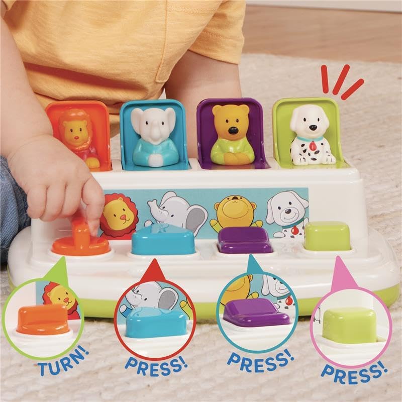 BATTAT – Cause – And – Effect Toy – Developmental Toy With Buttons & Colors – Color Sorting Animal Toys – For Kids, Toddlers, Babies – 18+ Months – Pop – Up Pals - Image 4
