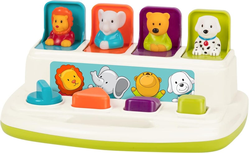 BATTAT – Cause – And – Effect Toy – Developmental Toy With Buttons & Colors – Color Sorting Animal Toys – For Kids, Toddlers, Babies – 18+ Months – Pop – Up Pals - Image 1