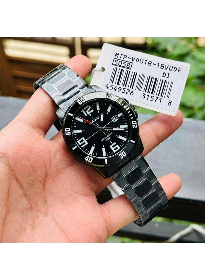 Casio MTP-VD01B-1BVUDF Men’s Analog Black Stainless Steel Watch – Black Dial, Rotating Bezel, Date Display, Water Resistant - Image 3