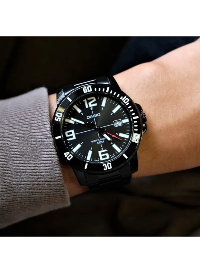 Casio MTP-VD01B-1BVUDF Men’s Analog Black Stainless Steel Watch – Black Dial, Rotating Bezel, Date Display, Water Resistant - Image 5