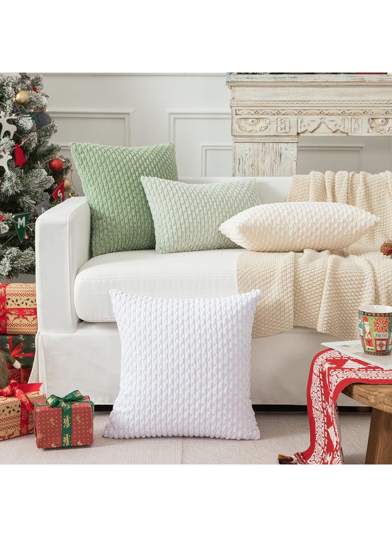 K KEVIN TEXTILE Kevin Textile Pack of 2 Corduroy Decorative Throw Pillow Covers 22x22 Inch Soft Boho Striped Pillow Covers Modern Farmhouse Home Decor for Spring Sofa Living Room Couch Bed Pure White  - Image 5