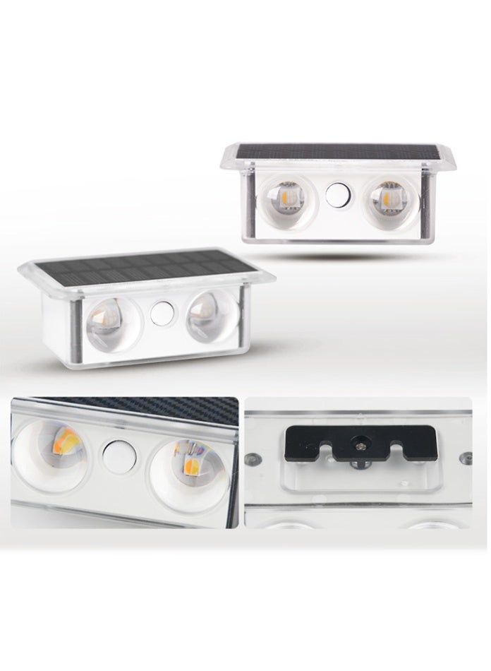 مودي مصباح جداري خارجي يعمل بالطاقة الشمسية بثلاثة أوضاع إضاءة، مقاوم للماء بمعيار IP65، إضاءة علوية وسفلية، مصابيح LED مقاومة للحرارة مناسبة لأسوار الحدائق والفيلات والباحات وديكورات رمضان. - Image 5