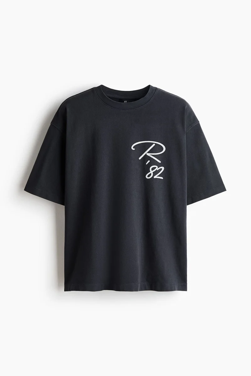 H&M  Oversized Fit Printed cotton T-shirt for Men | Best Price UAE