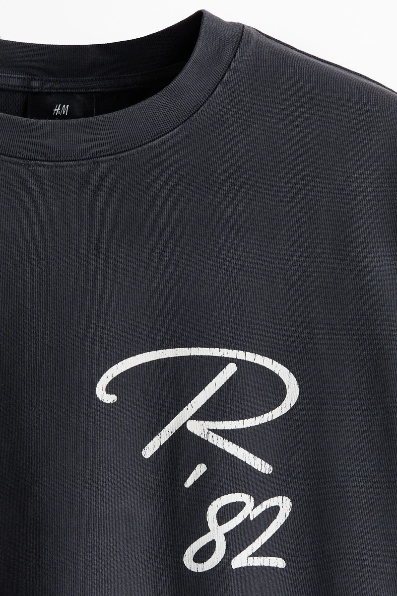 H&M  Oversized Fit Printed cotton T-shirt for Men | Best Price UAE