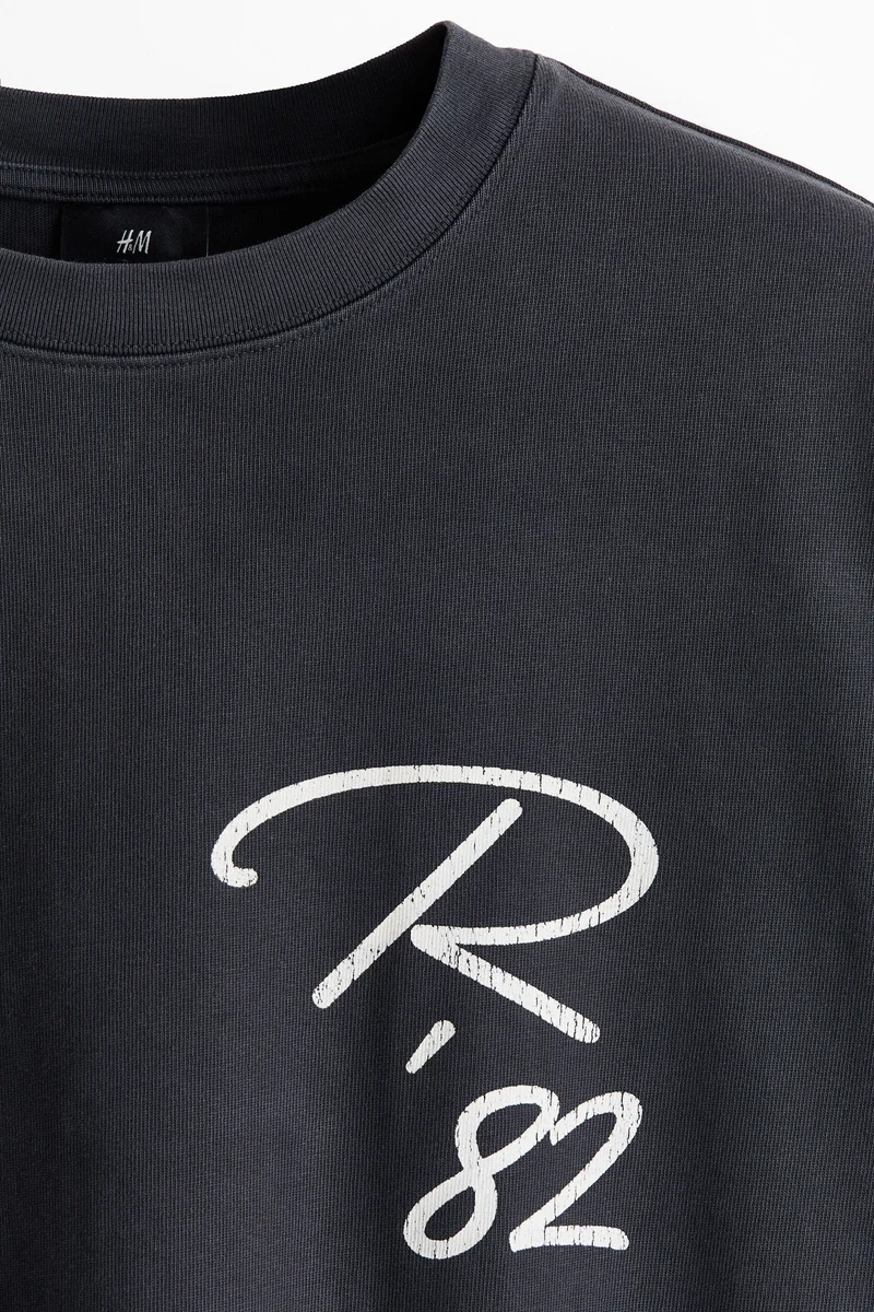 H&M  Oversized Fit Printed cotton T-shirt for Men | Best Price UAE