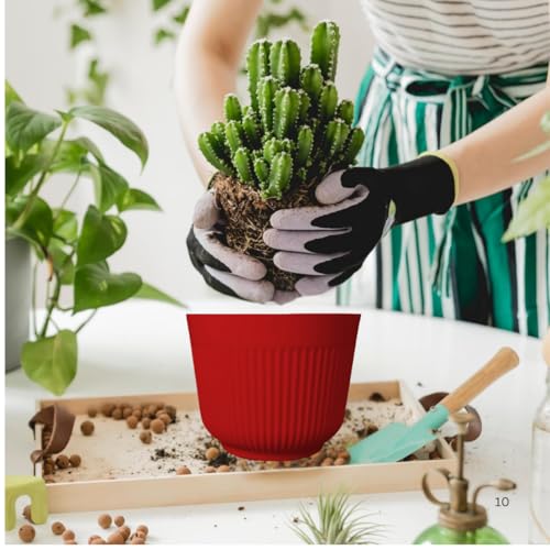IMAGINEA 12 Inch Flower Pot for Home Decoration | Big Size Plastic Pot for Living Room, Office | Gamla for Home, Laws & Garden Décor | Pots for Balcony | Large Pots for Garden (Red, Pack of 2) - Image 3