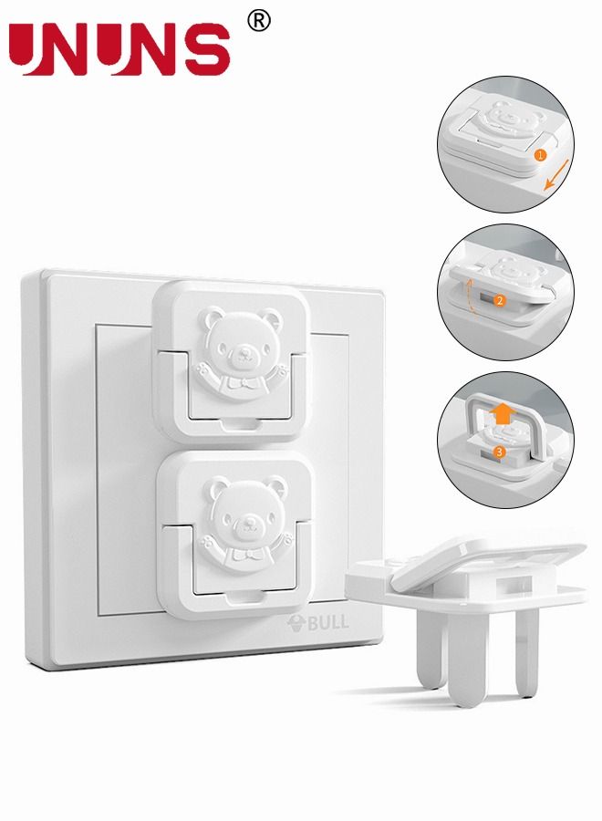 UNUNS 10-Piece Baby Safety Outlet Socket Protector, Baby Proofing Plug Covers With Hidden Pull Handle, White Outlet Covers Safety Covers - Image 1