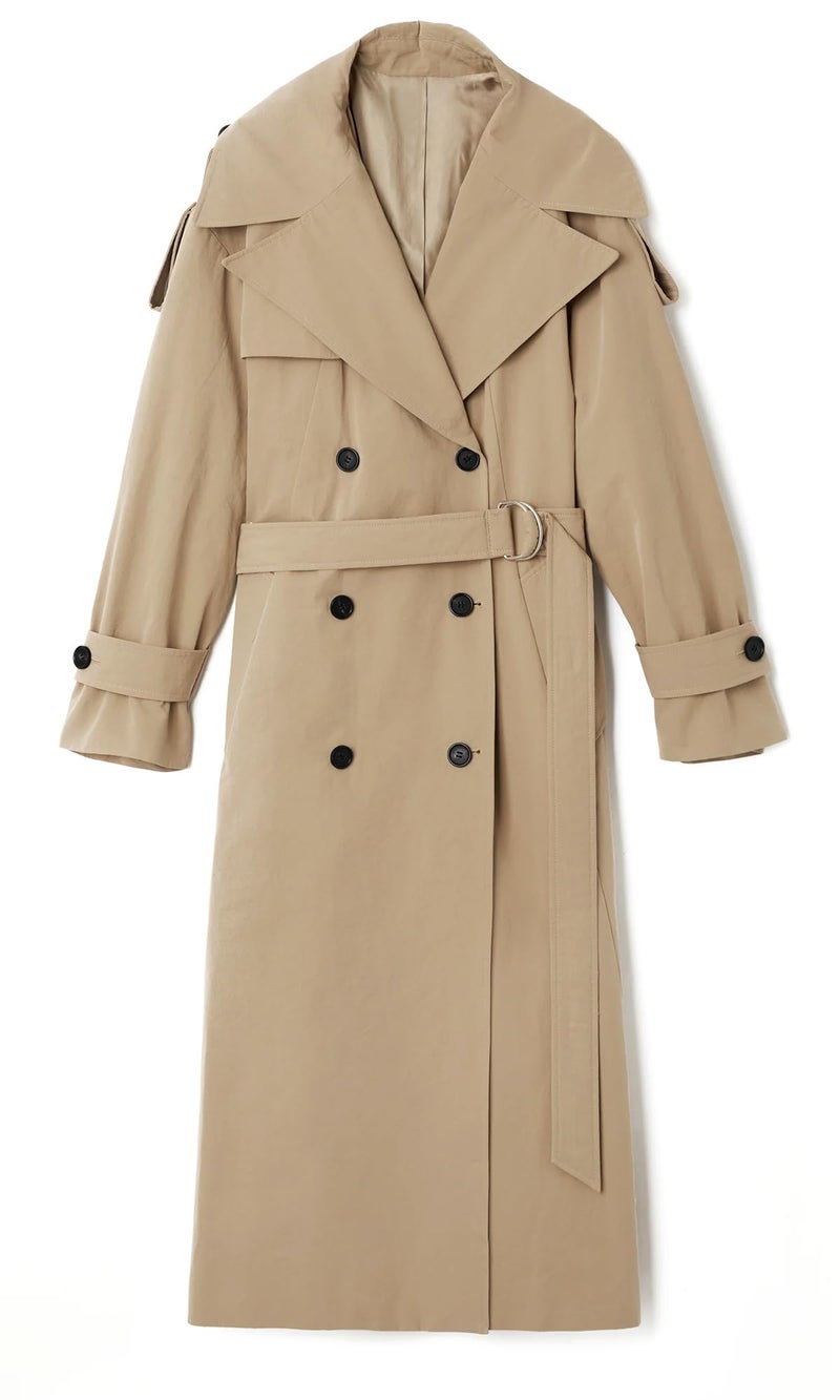 Farktop Womens Oversized Long Trench Coat Double Breasted Lapel Windproof Overcoat with Belt - Image 4