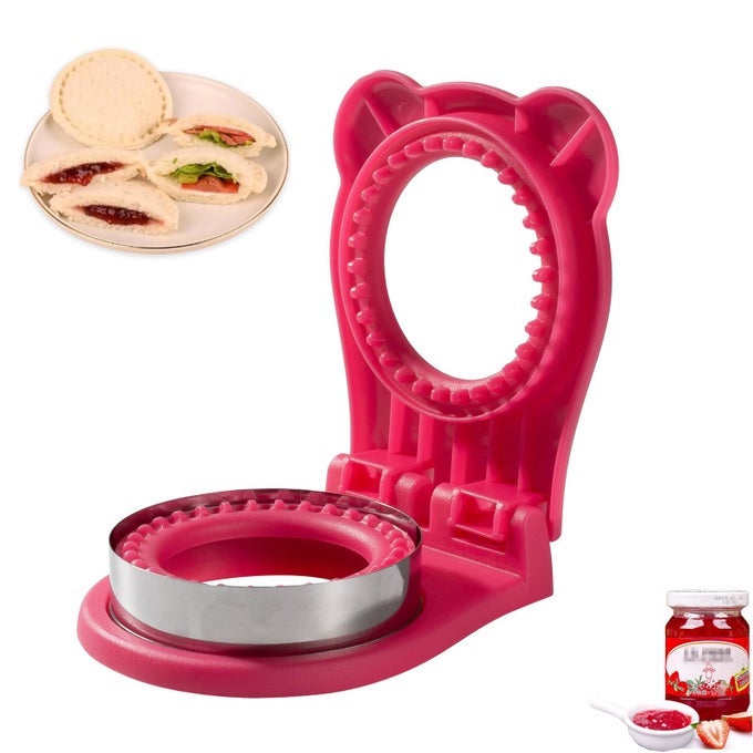 UNCRUSTABLE SANDWICH MAKERSANDWICHES POCKET CIRCLE SHAPE 37INCH SANDWICH CUTTER AND SEALERSANDWICH CUTTER FOR KIDS BREAKFAST AND LUNCHBOXES ROSE RED