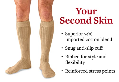 BoardroomSocks Cotton Dress Socks for Men – Knee High Mens Khaki Executive Socks – Classic Over the Calf Dress Socks by Boardroom Socks - Image 5