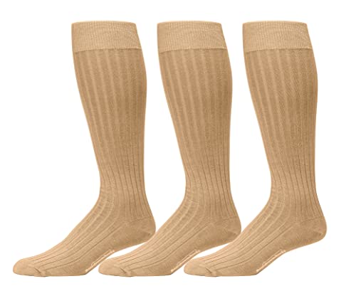 BoardroomSocks Cotton Dress Socks for Men – Knee High Mens Khaki Executive Socks – Classic Over the Calf Dress Socks by Boardroom Socks - Image 1