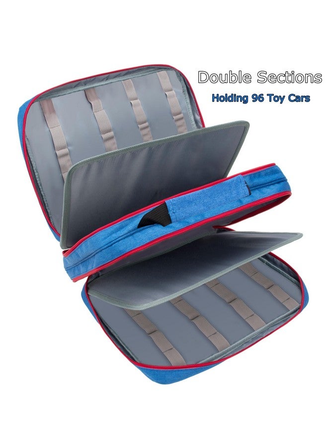 KISLANE 96 Toy Cars Storage Case Compatible with Toy Cars, Toy Cars Organizer Storage for Mini Toys, Toy Cars Car, Matchbox Cars, Small Dolls(Bag Only) (Blue) - Image 4