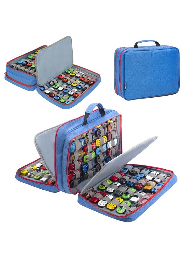 KISLANE 96 Toy Cars Storage Case Compatible with Toy Cars, Toy Cars Organizer Storage for Mini Toys, Toy Cars Car, Matchbox Cars, Small Dolls(Bag Only) (Blue) - Image 1