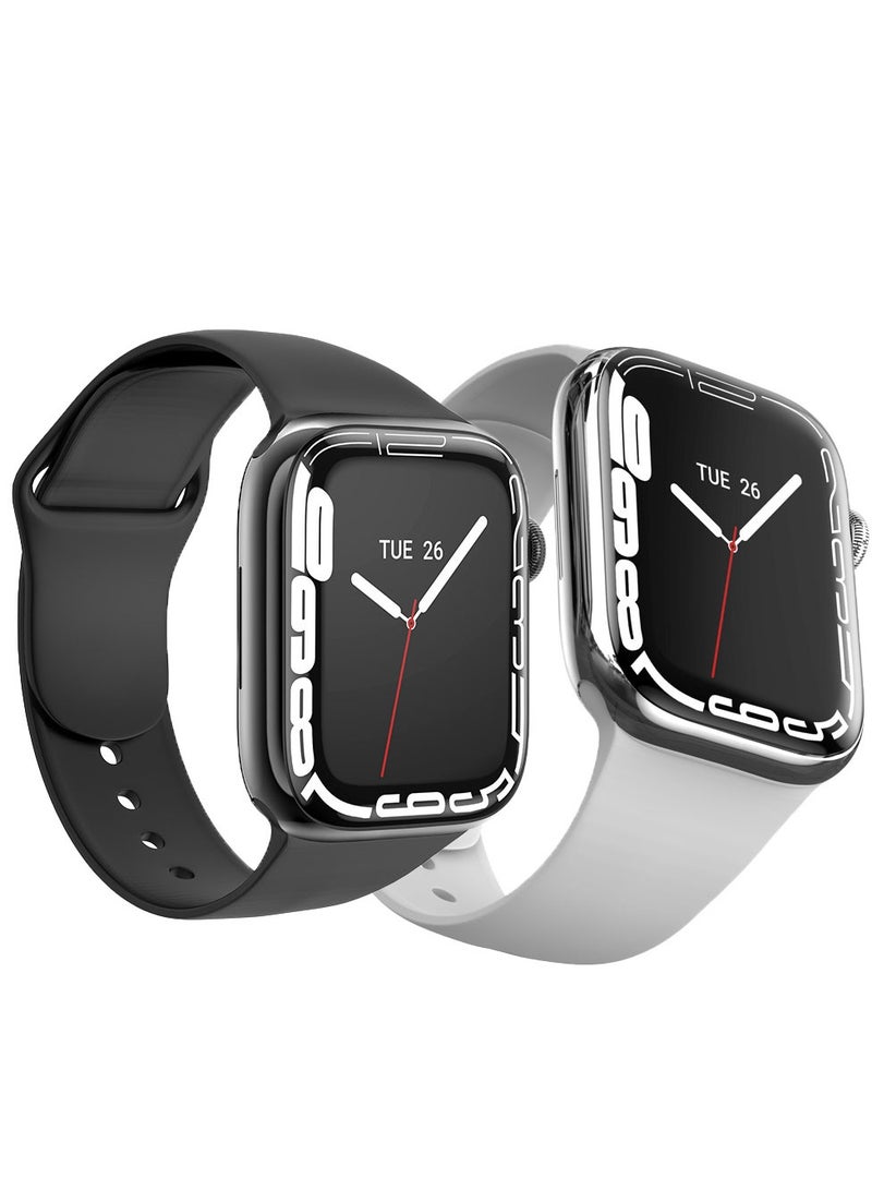 الذاكرة السريعة ساعة الذكية الجديدة الاصدار السابع شاشة كاملة بخاصية الشحن اللاسلكي مقاس 45 مم - اسود - Image 4