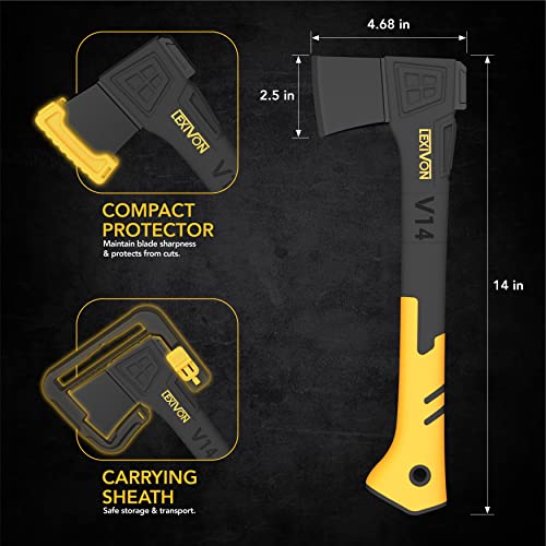 LEXIVON V14 Camping Hatchet, 14-Inch Axe | Ergonomic TPR Grip, Lightweight Fiber-Glass Composite Handle | Protective Carrying Sheath Included (LX-V14) - Image 3
