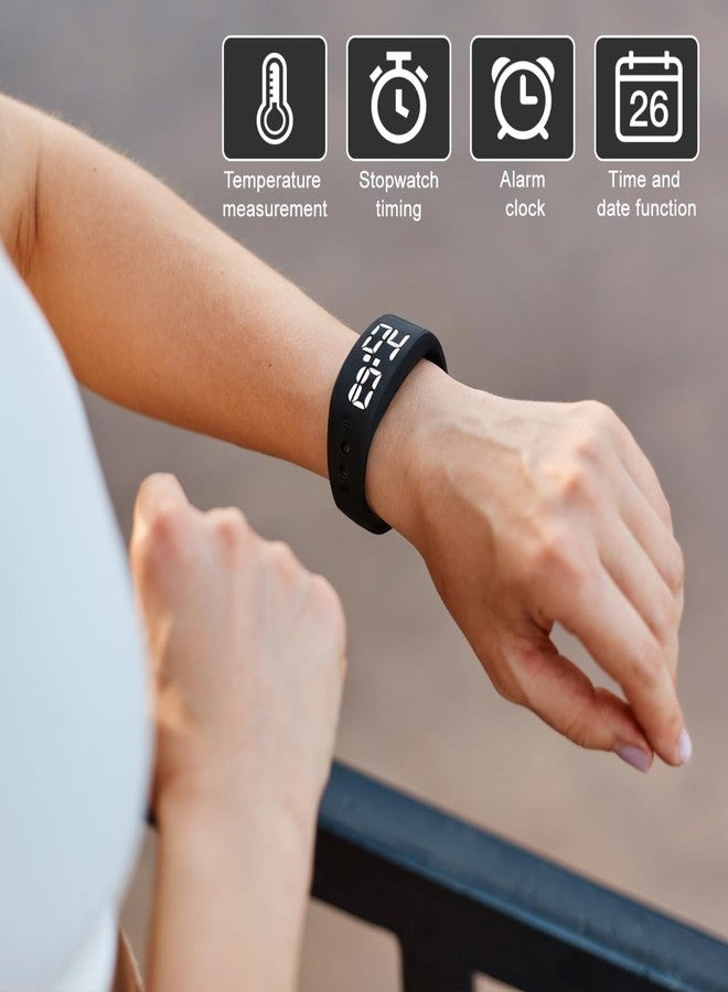 ifundom Vibrating Alarm Wristband for Heavy Sleepers, Silent Vibration Alarm Clock Watch with Real Temperature LED Display, Wearable Wake Up Bracelet Shock Watch for Men Women, USB Charging - Image 5