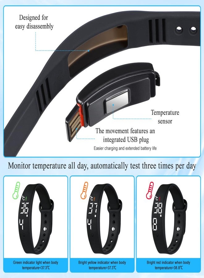 ifundom Vibrating Alarm Wristband for Heavy Sleepers, Silent Vibration Alarm Clock Watch with Real Temperature LED Display, Wearable Wake Up Bracelet Shock Watch for Men Women, USB Charging - Image 4