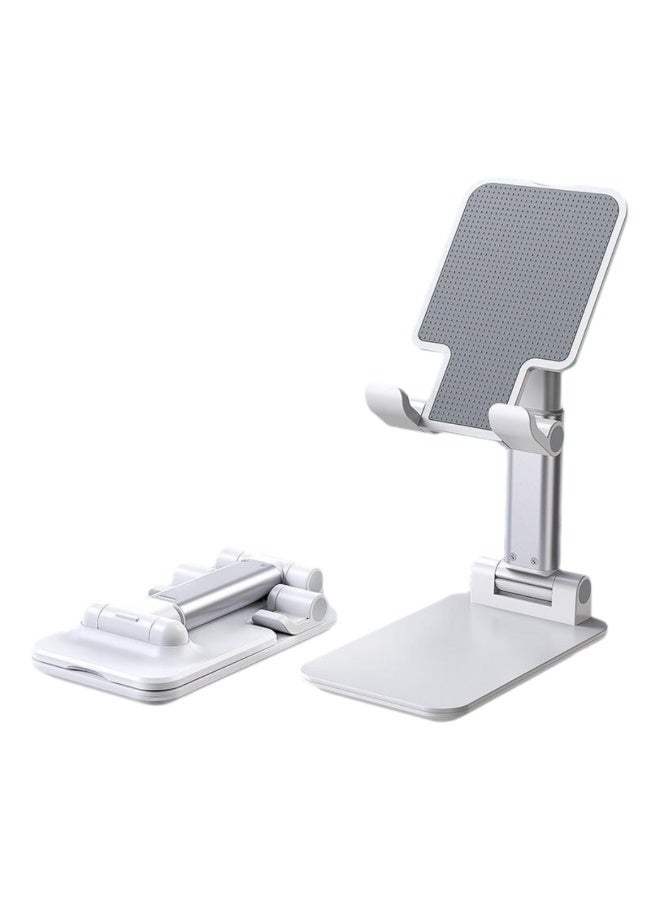LumiArk Height Adjustable Folding Cell Phone Holder - Universal Cell Phone Holder for Selfie/Video Calling, Portable Desktop Lazy Holder (Pearl White) 