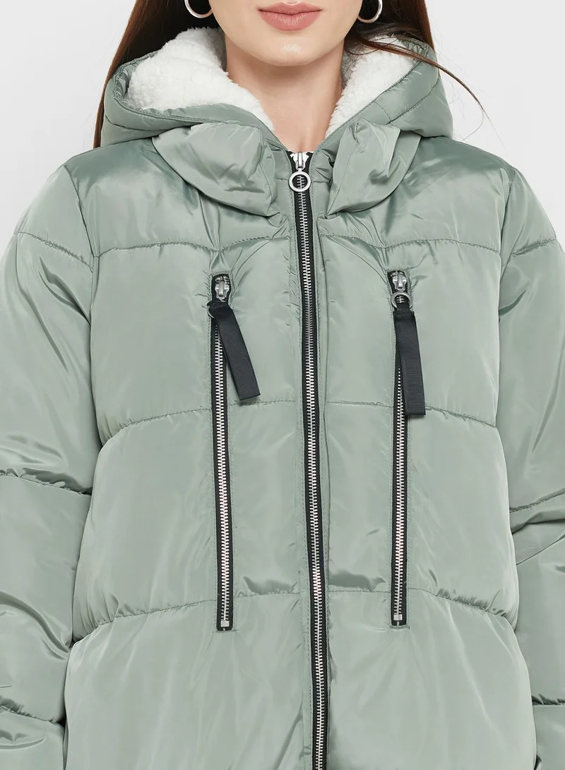 ONLY Hooded Drawstring Puffer Jacket