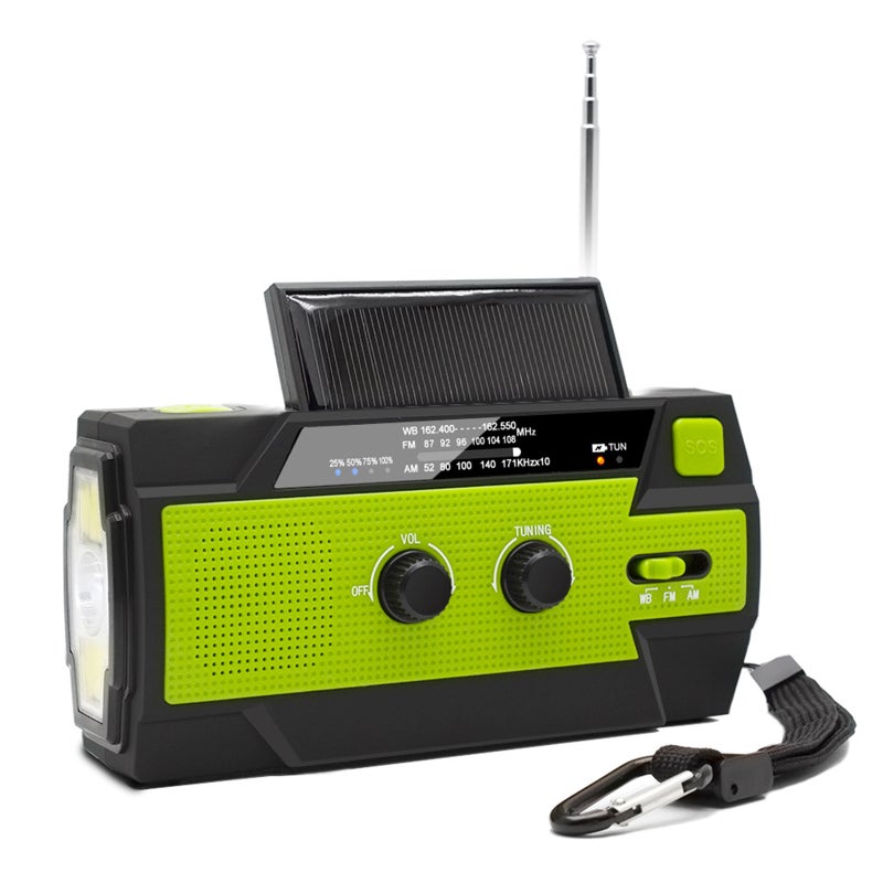 Portable AM/FM & NOAA Radio Outdoor Solar Emergency Hand Crank Radio Reading Light Motion Sensor Light with LED Flashlight SOS Alarm 4000mAh Battery USB Output - Image 1