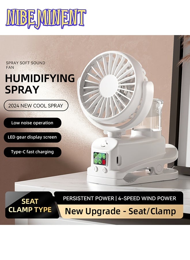 NIBEMINENT 2-in-1 USB Fan & Humidifier, Portable Desktop Air Conditioner with 4 Adjustable Speeds & 2 Humidity Levels, Silent 360° Operation for Office, Bedroom, and Student Dorms, Indoor Use Only, Rechargeable Lithium Battery, Quiet Cooling | Modern Aesthetic | Portable Air Conditioner, Portable Air Conditioner  - Image 1