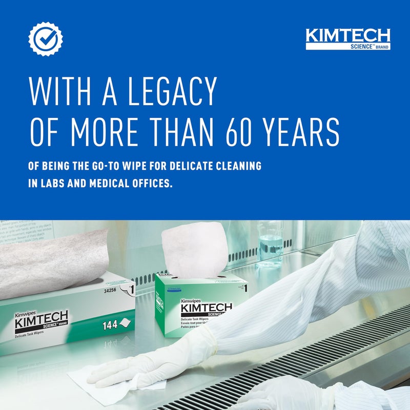 KIMTECH مناديل كيمتيك كيموايبس، مناديل مهام دقيقة، طبقة واحدة، 4.4 × 8.4، بدون رائحة، بيضاء، 286/علبة - Image 2