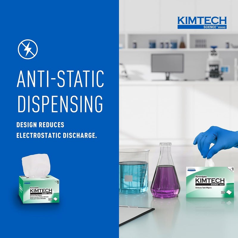 KIMTECH مناديل كيمتيك كيموايبس، مناديل مهام دقيقة، طبقة واحدة، 4.4 × 8.4، بدون رائحة، بيضاء، 286/علبة - Image 4