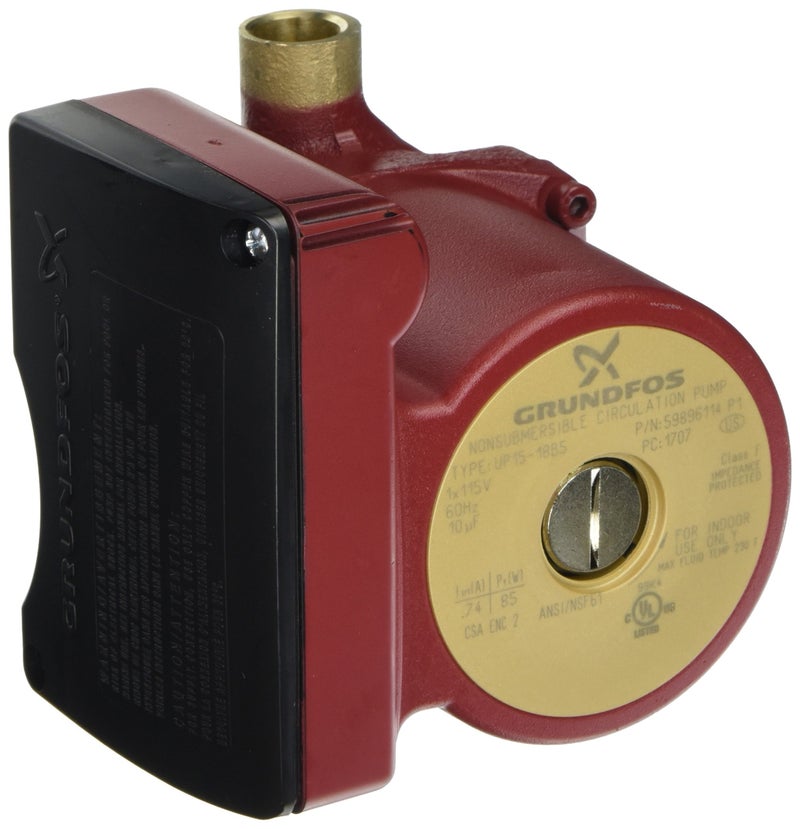 Grundfos UP15-18B5 (59896114) Pump, 1/2" Sweat End Open System Circulator, 1/25 HP 115V - Bronze - Image 2