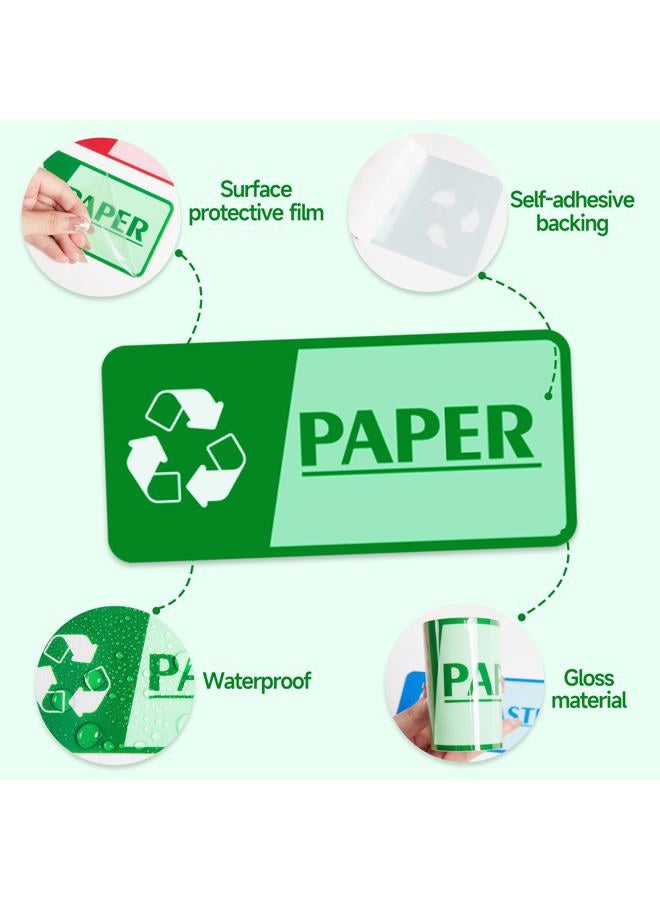 LUHIMO Trash Collection Reminder Signs Self-adhesive weather and fade resistant limited to paper, cans, plastic, glass for offices, buildings, workplaces and more(4pcs). - Image 3