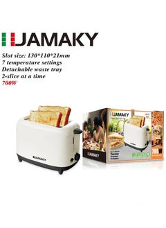 JAMAKY Toaster Daily Collection with Italian technology JMK2701 , 2 Slice , anti scald toaster , 7 temperature settings , 700W , 2 Slots With Bun Warmer , Convenient and easy to use - White  - Image 2