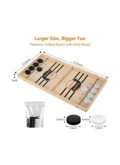 RAQTA Large Sling Puck Game - Fast-Paced Wooden Hockey Table Game, Foosball Winner Board, Rapid Slingshot Table Battle for Kids, Adults, and Family Parties  - Image 2