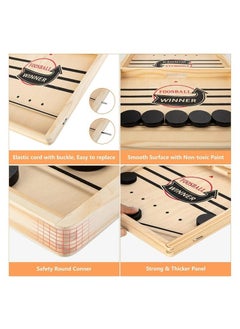RAQTA Large Sling Puck Game - Fast-Paced Wooden Hockey Table Game, Foosball Winner Board, Rapid Slingshot Table Battle for Kids, Adults, and Family Parties  - Image 3