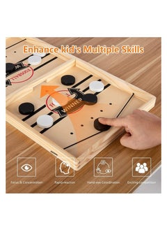 RAQTA Large Sling Puck Game - Fast-Paced Wooden Hockey Table Game, Foosball Winner Board, Rapid Slingshot Table Battle for Kids, Adults, and Family Parties  - Image 5