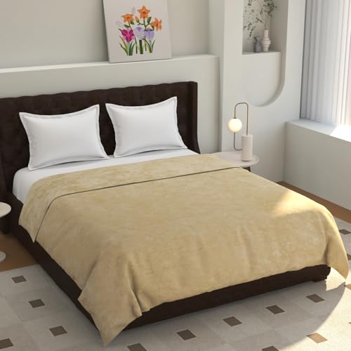 TIB® Warm Quilt Cover Double Bed with Zipper, Duvet Cover Double Bed Soft Flannel (90x100) Inches (Cream) - Image 1