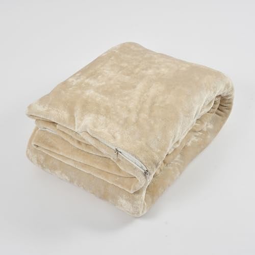 TIB® Warm Quilt Cover Double Bed with Zipper, Duvet Cover Double Bed Soft Flannel (90x100) Inches (Cream) - Image 4