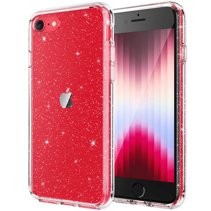 JETech Glitter Case for iPhone SE 3/2 (2022/2020 Edition), iPhone 8/7, 4.7-Inch, Bling Sparkle Shockproof Phone Bumper Cover, Cute Sparkly for Women and Girls (Clear) - Image 1