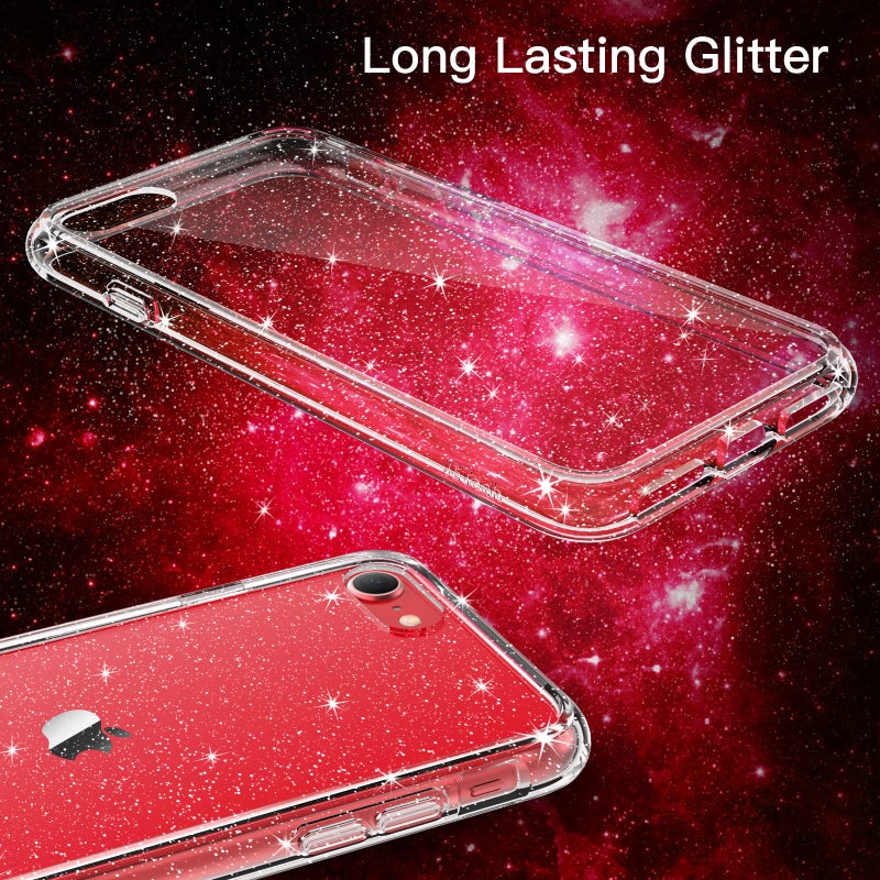 JETech Glitter Case for iPhone SE 3/2 (2022/2020 Edition), iPhone 8/7, 4.7-Inch, Bling Sparkle Shockproof Phone Bumper Cover, Cute Sparkly for Women and Girls (Clear) - Image 3