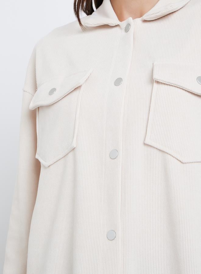 Styli Off White Oversized Corduroy Shacket - Image 4