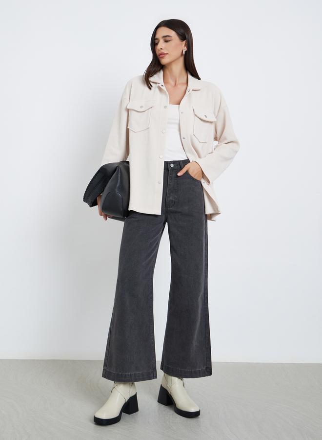 Styli Off White Oversized Corduroy Shacket - Image 2