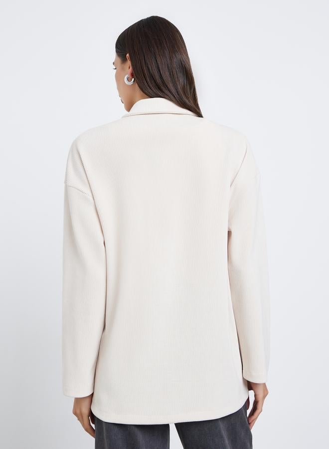 Styli Off White Oversized Corduroy Shacket - Image 5