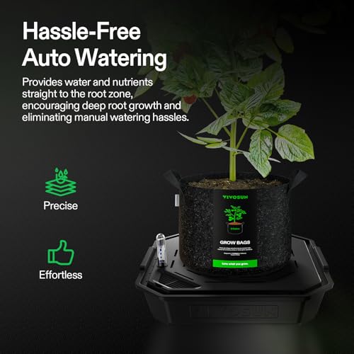 VIVOSUN 4-Pack FlexFeed Self-Watering Pots, Auto Irrigation Fabric Pot Base with Water Meter & Maintenance Window, for Use Indoors/Outdoors in Grow Tents, Greenhouses, Gardens - Image 2