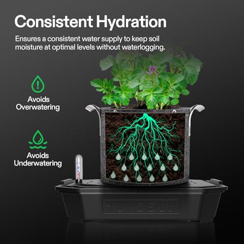 VIVOSUN 4-Pack FlexFeed Self-Watering Pots, Auto Irrigation Fabric Pot Base with Water Meter & Maintenance Window, for Use Indoors/Outdoors in Grow Tents, Greenhouses, Gardens - Image 5