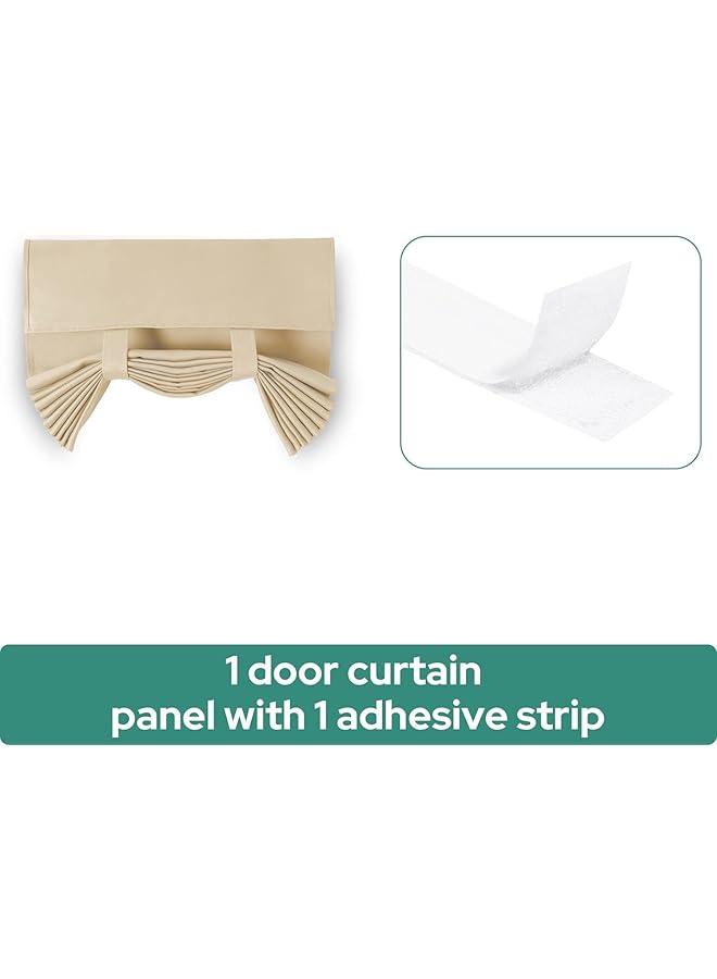 erorex Light Blocking Door Curtain Non Punching Self Adhesive Velcro Curtains French Door Privacy Curtains Stylish Thermal Insulated Tie Up Shades For Bedroom Beige 26 Inch W*80 Inch L - Image 3