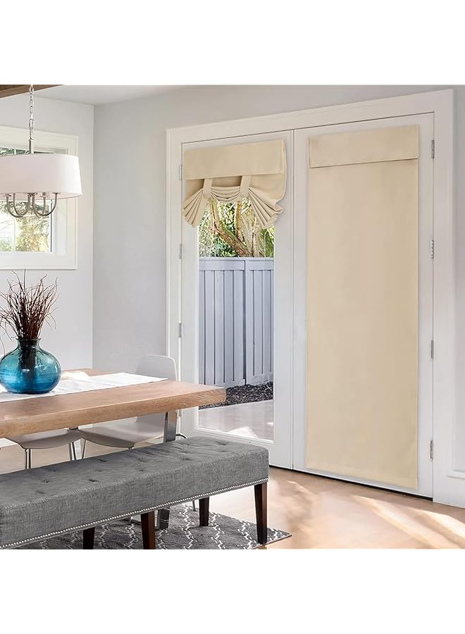 erorex Light Blocking Door Curtain Non Punching Self Adhesive Velcro Curtains French Door Privacy Curtains Stylish Thermal Insulated Tie Up Shades For Bedroom Beige 26 Inch W*80 Inch L - Image 4