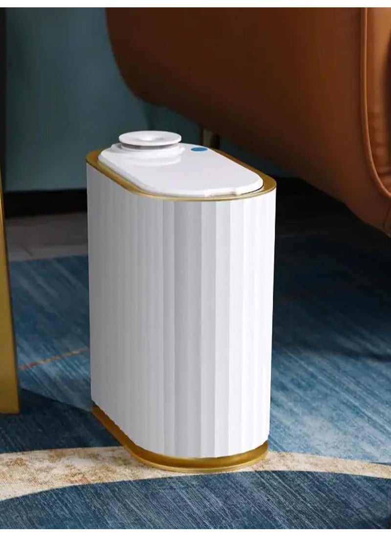Umai UMAI 4L Steel Dustbin with Lid For Kitchen Bathroom Office 19cm Automatic Smart Sensor Hands Free Access Garbage Bin White  - Image 1