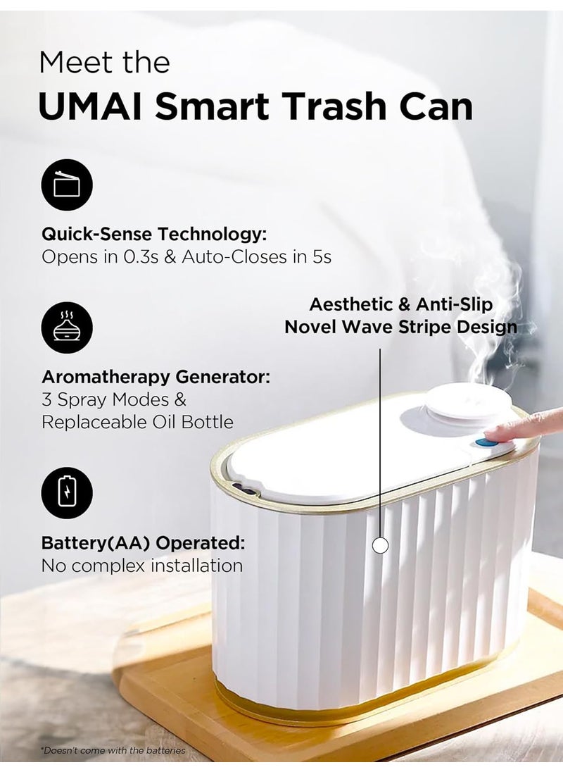 Umai UMAI 4L Steel Dustbin with Lid For Kitchen Bathroom Office 19cm Automatic Smart Sensor Hands Free Access Garbage Bin White  - Image 3